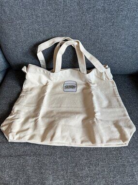 NWT! La Mer Cream Canvas Tote With Logo In Large Size